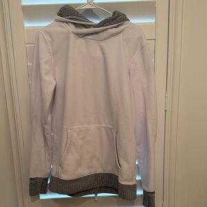 Lululemon Fleece pullover in white with herringbone trim